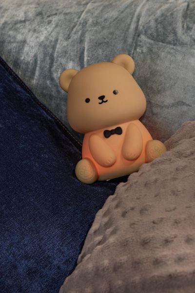 Lucide PINCHA BEAR - Rechargeable Table lamp Children - Battery pack- LED 3 StepDim - 1x0,5W 2100K - Rgb - Brown